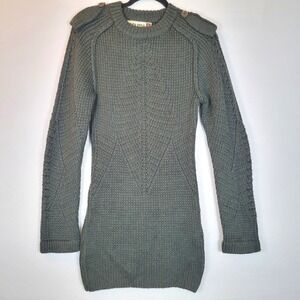 Zara Surplus Womens Chunky Knit Military Amulet Sweater Dress Size Medium Green